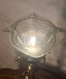  lampe a bascule laiton avec tulipe verre art nouveau loeste