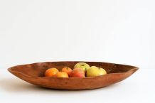 Grande coupe à fruits en bois brutaliste 