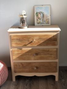 Commode vintage année 50 rose tendre