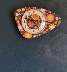 Horloge vintage pendule murale silencieuse "Fleurs"