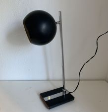 Grande lampe vintage 1960 eyeball design noir et bois bureau