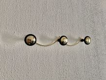 Portemanteau vintage 1960 doré or noir 3 patères état neuf -