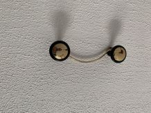 Portemanteau vintage 1960 doré or noir 2 patères état neuf -