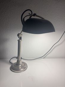 Lampe vintage 1930 Pirouett Art Déco opaline noire - 45 cm