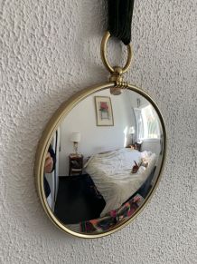 Miroir vintage 1960 oeil de sorcière vert - 20 x 67 cm
