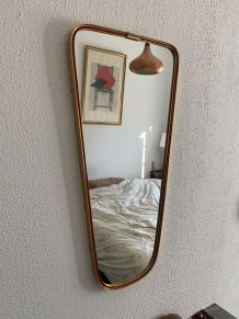 Miroir vintage 1960 rétroviseur asymétrique forme libre doré