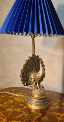 lampe paon acier et laiton style art nouveau,40x22 