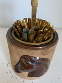 Porte-cigarettes vintage 1960 Longchamp daim cheval - 11 x 1