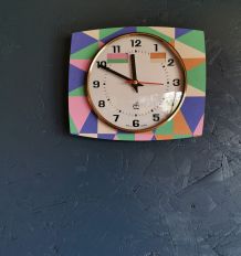 Horloge formica vintage pendule murale silencieuse "Japy"