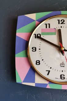Horloge formica vintage pendule murale silencieuse "Japy"