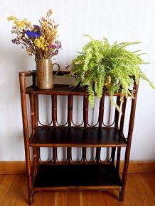 Etagère en rotin vintage 1960 