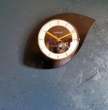 Horloge formica vintage pendule murale silencieuse Bayard