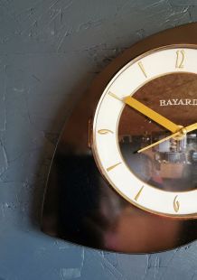 Horloge formica vintage pendule murale silencieuse Bayard