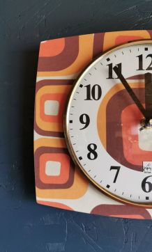 Horloge vintage pendule murale silencieuse "Japy seventies"