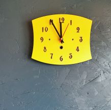 Horloge formica vintage pendule murale silencieuse "Jaune"