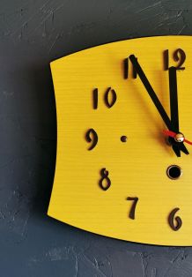 Horloge formica vintage pendule murale silencieuse "Jaune"