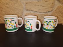Lot de 3 tasses “8 à huit” – vintage graphique