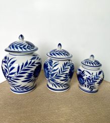 3 pots couverts céramique asiatique vintage