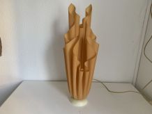 Lampe  vintage 1970 Athéna Georgia Jacob drapée saumonée - 5