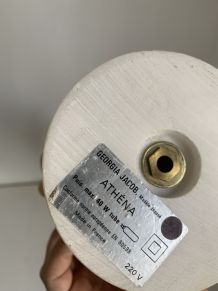 Lampe  vintage 1970 Athéna Georgia Jacob drapée saumonée - 5