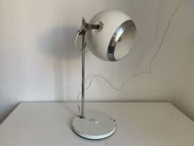 Grande lampe vintage 1960 eyeball blanche mid-century bureau
