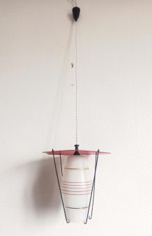 Suspension vintage verre et Plexiglas 1960 