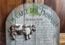 Panneau en bois Country corner "La carte des fromages"