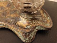 Encrier ancien signé Robert Elias – Laiton – Objet rare XIXᵉ