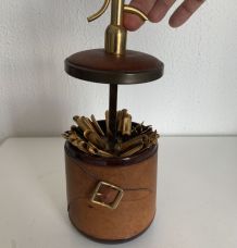 Porte-cigarettes vintage 1960 cuir doré boîte siphon soda - 