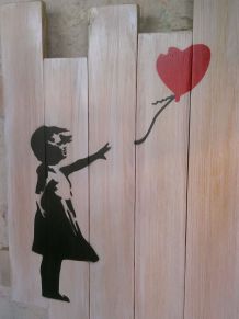 Peinture sur bois de palette street art - style Banksy -