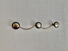 Portemanteau vintage 1960 doré 3 patères - 45 x 7 cm