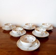 Six tasses dorées porcelaine de Limoges 