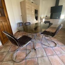 Table Roche Bobois.1970. Acier chromé. 175x94.	