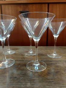 Six verres à cocktail martini Cristal d'Arques 