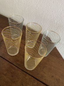 5 verres à orangeade annees 60/70.