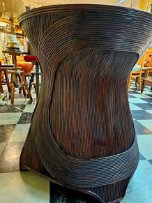 Table à manger marqueterie de rotin 