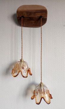 Duo suspension tulipes en verre de Murano 1970 