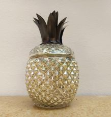Bonbonnière vintage ananas en verre églomisé 