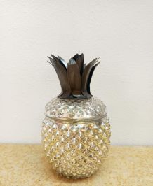Bonbonnière vintage ananas en verre églomisé 