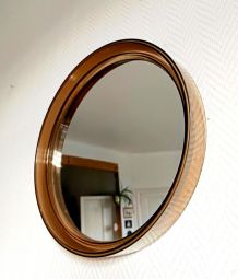 Miroir rond 40cm en plexiglas Gilac 1970 