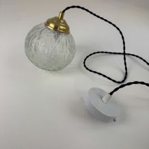 LOT 3 ANCIENNES SUSPENSIONS RONDES EN VERRE VINTAGE