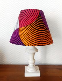 Lampe albâtre abat-jour tissu Wax 