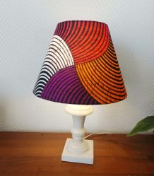 Lampe albâtre abat-jour tissu Wax 