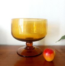 Grande coupe centre de table en verre bullé Biot 25 cm 
