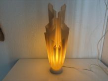 Lampe  vintage 1970 Athéna Georgia Jacob drapée saumonée - 5