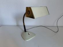 Lampe vintage 1950 bureau enfant appoint chevet crème doré -