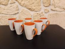 Lot 6 tasses orange et blanches – 10 cl – parfait état