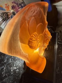 Lampe Art déco en verre orangeais