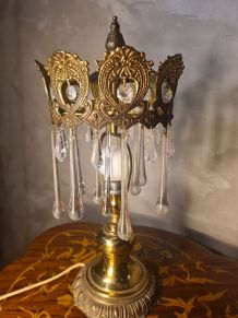lampe1960 a 70s bronze et laiton a pampilles larmes de verre