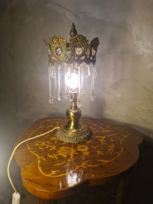 lampe1960 a 70s bronze et laiton a pampilles larmes de verre